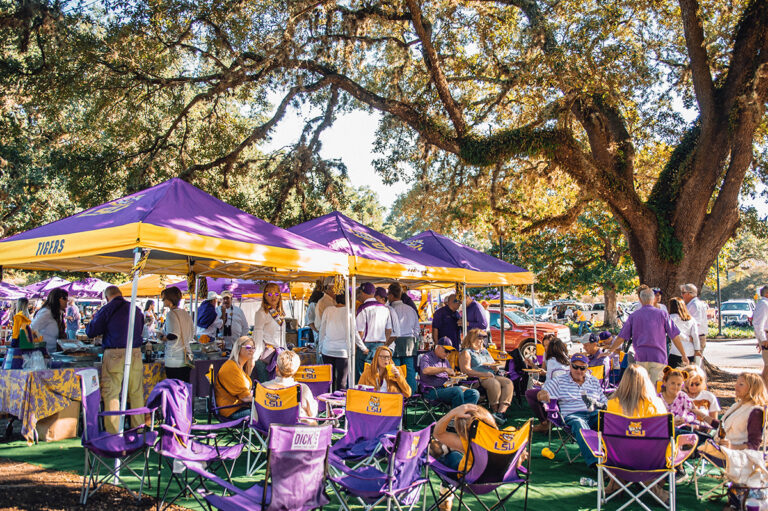 Tailgaters setting up their tailgate tent before an Alabama game back in November 2018.