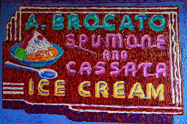 Painting of New Orleans staple, Brocato, store sign